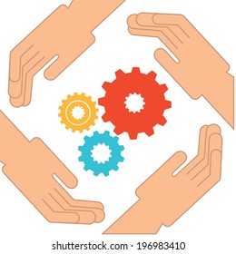 Gears design over white background, vector illustration