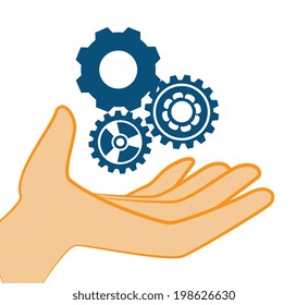 Gears design over white background, vector illustration