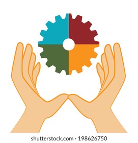Gears design over white background, vector illustration