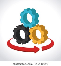 Gears design over white background, vector illustration