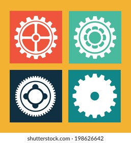 Gears design over yellow background, vector illustration