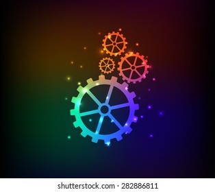 Gears design, rainbow concept design. Clean vector.