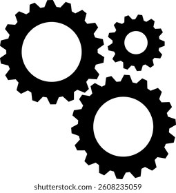 Gears of different sizes, industry, symbolism of set, harmony, minimalist style silhouette
