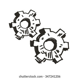 Gears. Doodle. Vector illustration