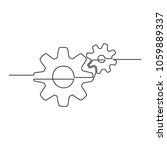 Gears are drawn by a single line on a white background. Single line drawing. Continuous line. Vector Eps10
