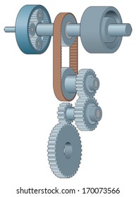 Gears and drive belt vector