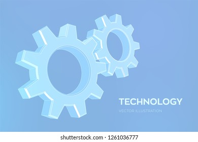 Gears. Engineering Gear wheels. 3D wireframe mesh Gear. Mechanical technology machine engineering symbol. Industry development, engine work, business solution concept. Vector Illistration.