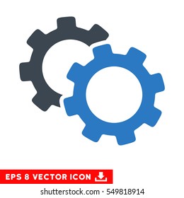 Gears EPS vector pictogram. Illustration style is flat iconic bicolor smooth blue symbol on white background.