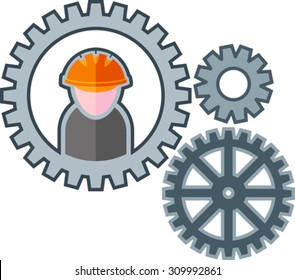 gears with the figure of the worker