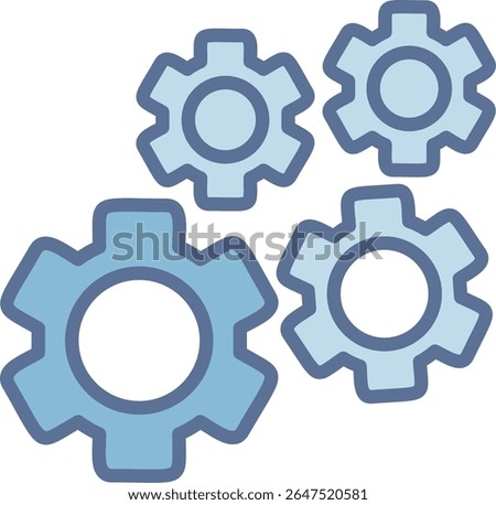 Gears Filled Blue Tone Icon