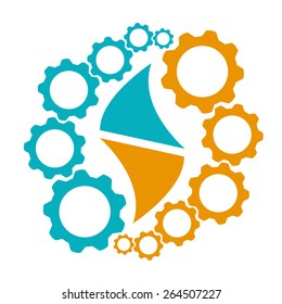 Gears and Flame. Symbol of Strategic Alliance for Business, Teamwork, Merger or more. 
