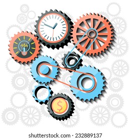 Gears flat design style. Busines idea in gear symbols