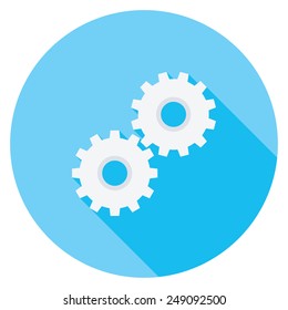  Gears flat icon. Modern flat icons with long shadow effect in stylish colors. Icons for Web and Mobile Application. EPS 10. 