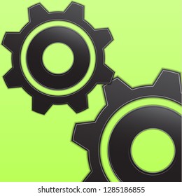 Gears, gears flat style. Abstract background of the gear mechanism on a green background. Vector illustration for your design.