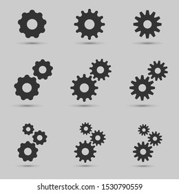 Gears. Gear icon set. Teamwork concept. Mechanism symbol, Settings icon for website