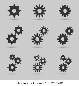 Gears. Gear icon set. Teamwork concept. Mechanism symbol, Settings icon for website