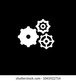 Gears, gear wheels, Settings icon vetor on black background. White icon