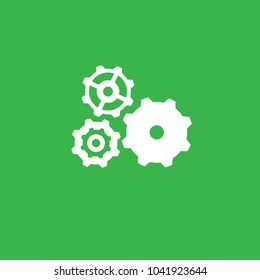 Gears, gear wheels, Settings icon vetor on green background. White icon