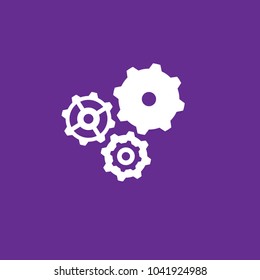 Gears, gear wheels, Settings icon vetor on purple background. White icon