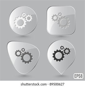 Gears. Glass buttons. Vector illustration.
