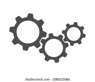 Gears graphic icon. Parts of single mechanism as symbol organized movement. Sign isolated on white background. Vector illustration