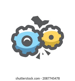 Gears grind garbage Vector icon Cartoon illustration