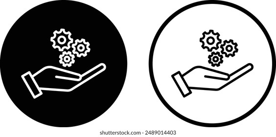 Engranajes en la mano icono en dos estilos . Icono de Configuraciones . Vector de icono de Asistencia