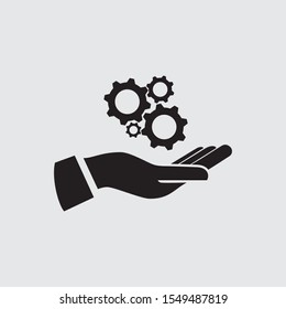 Gears In Hand, Vector Icon