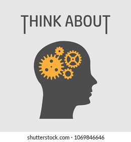 Gears in head. Brain storm illustration.