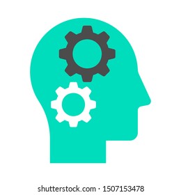 Gears in the head. Flat icon