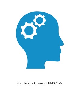 Gears In Head Icon . Vector illustration