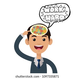 Gears in head. Mind concept
