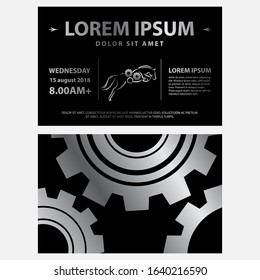 gears and horse illustration as a part of vector flyer template