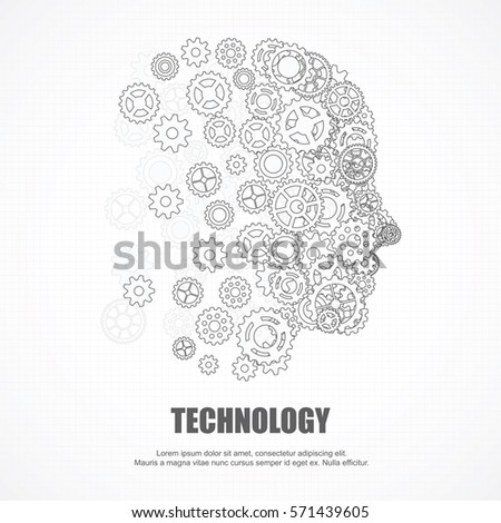 Gears human face for technology