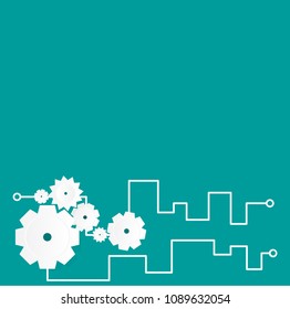 Gears icon background paper cut style on illustration vector