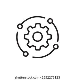 Gears icon black and white vector outline sign