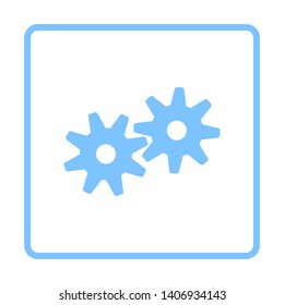 Gears Icon. Blue Frame Design. Vector Illustration.