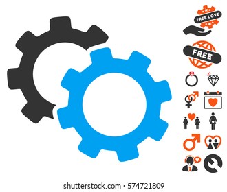 Gears icon with bonus amour graphic icons. Vector illustration style is flat iconic symbols for web design, app user interfaces.