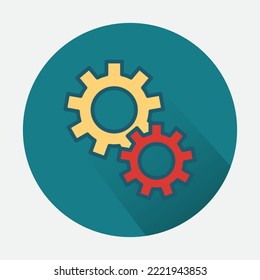 Gears icon Business Concept with shadow. isolated flat vector illustration