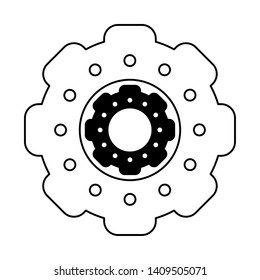 gears icon cartoon isolated vector illustration graphic design black and white