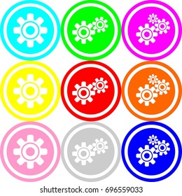 Gears icon , circle sign design with different colors
