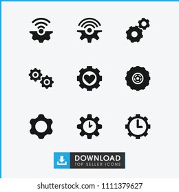 Gears icon. collection of 9 gears filled icons such as gear. editable gears icons for web and mobile.