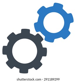 Gears icon from Commerce Set. Vector style: bicolor flat symbol, smooth blue colors, rounded angles, white background.