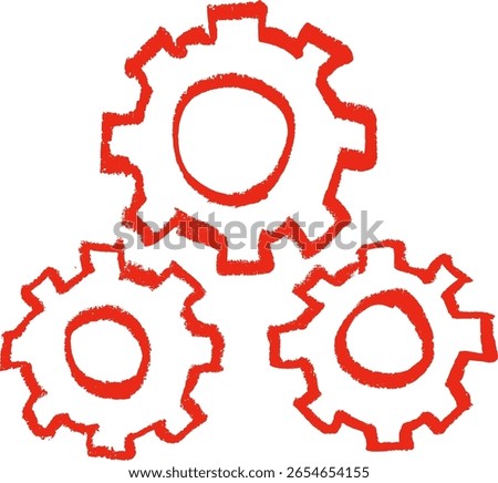 Gears Icon Crayon Chalk Drawing Vector