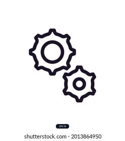 gears Icon.  Engineering Related Vector Icons. Contains such Icons as Screwdriver, Manufacturing, Engineer, Production, Settings, and more. Vector Illustration