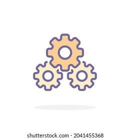 Gears icon in filled outline style. For your design, logo. Vector illustration.