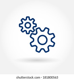 Gears Icon. Fine Line Pixel Aligned Mobile Ui Icons With Variable Line Width. Vector Illustration.