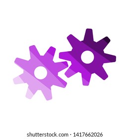 Gears Icon. Flat Color Ladder Design. Vector Illustration.