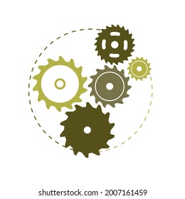 Vector plano de icono de engranajes. Ilustración del mecanismo de engranajes. Logo del engranaje.