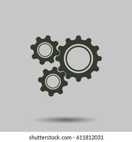 Gears icon. Flat vector illustration in black on white background.